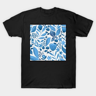 Springtime in the garden blue repeat pattern T-Shirt